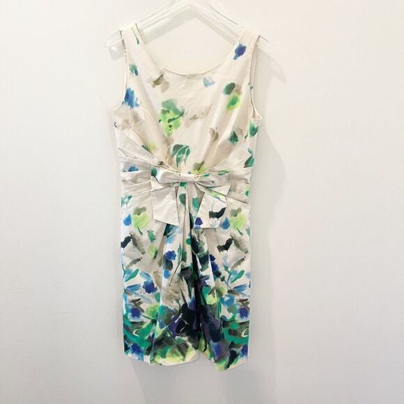Kate Spade Bow Watercolor Midi Sleeveless Dress Size 12 - Picture 3 of 12